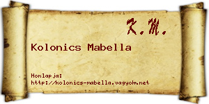 Kolonics Mabella névjegykártya